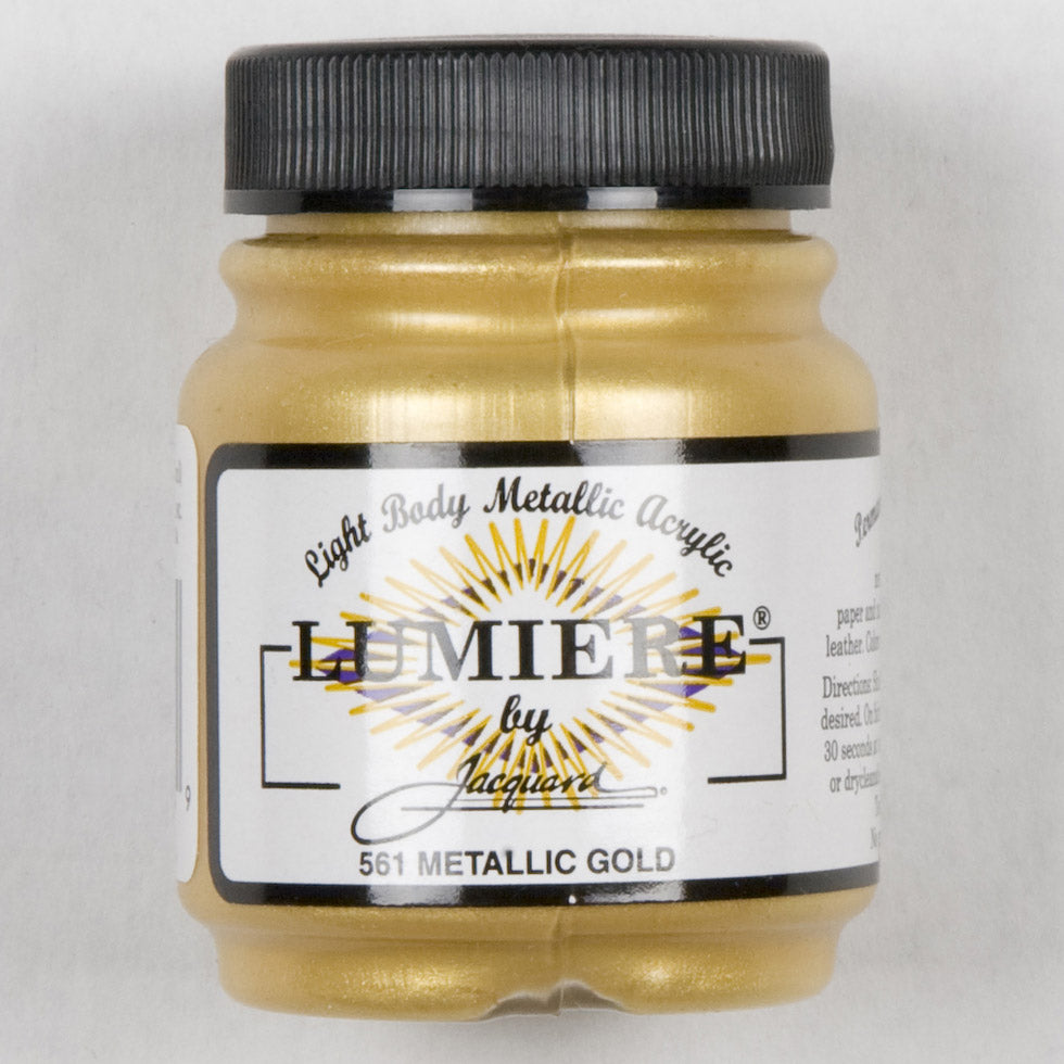 Jacquard Lumiere Textile Paint - 561 Metallic Gold - Light Body Metallic Acrylic