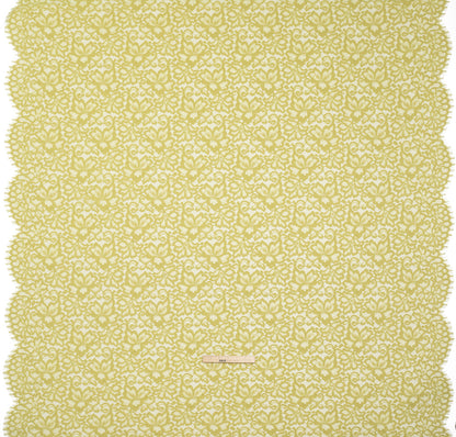 Corded Lace Panel with Petal Scalloped And Fringed Edges - Chartreuse Green Floral