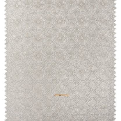 Metallic Raschel Lace Panel with Finished Edges - Sandstone Gray and Silver Sun Ray Ogees