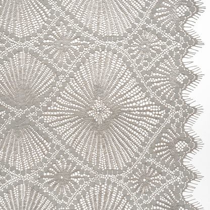 Metallic Raschel Lace Panel with Finished Edges - Sandstone Gray and Silver Sun Ray Ogees