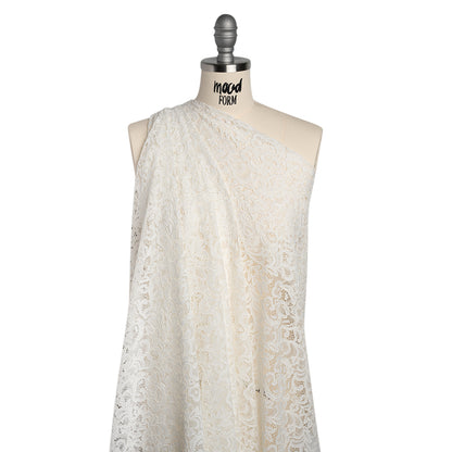 Corded Lace with Scalloped Finished Edges - Ivory Leafy Vines and Flowers