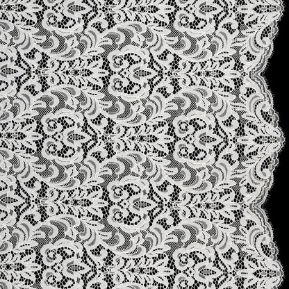 Corded Lace with Scalloped Finished Edges - Ivory Leafy Vines and Flowers