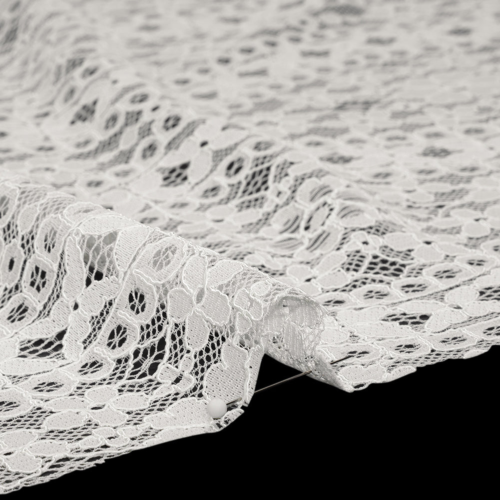 Corded Lace Panel with Finished Edges - Ivory Floral Waves - Detail