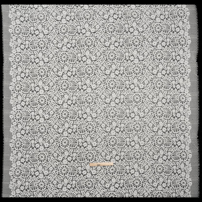 Corded Lace Panel with Finished Latticework Edges - Ivory Floral