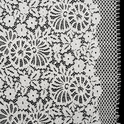 Corded Lace Panel with Finished Latticework Edges - Ivory Floral