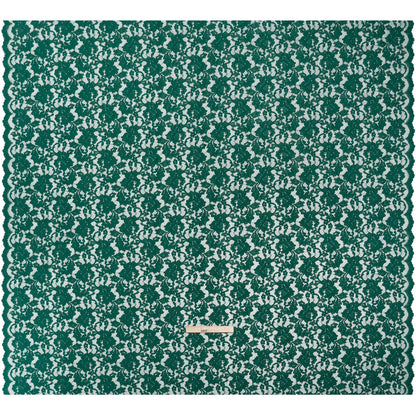 Stretch Raschel Lace with Finished Scalloped Edges - Luminous Emerald Green Flowers, Leaves and Swirls - Crina Collection