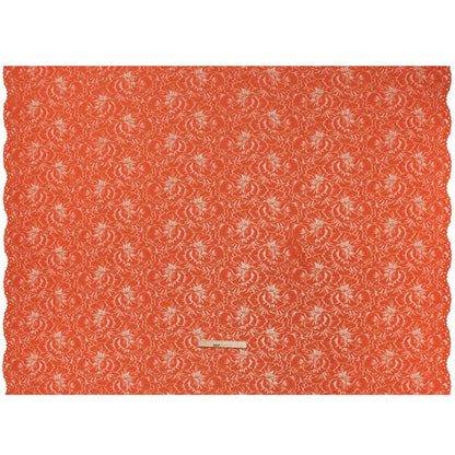 Stretch Metallic Corded Lace with Finished Edges - Burnt Sienna and Gold Bold Blooming Florals - Dania Collection