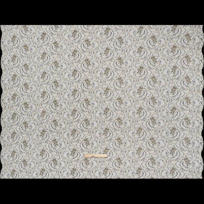 Stretch Metallic Corded Lace with Finished Edges - Ivory and Gold Bold Blooming Florals - Dania Collection