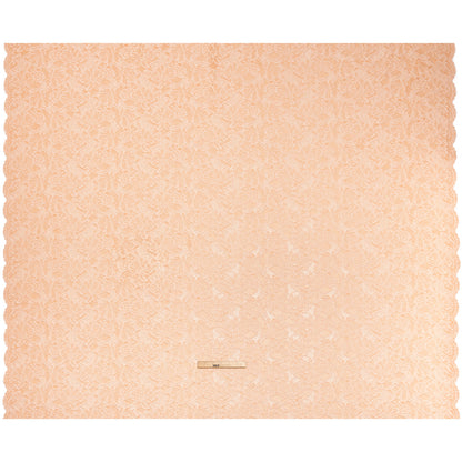 Stretch Corded Lace with Finished Edges - Shell Coral Orange and Natural Tropical Blossoms - Ottilie Collection