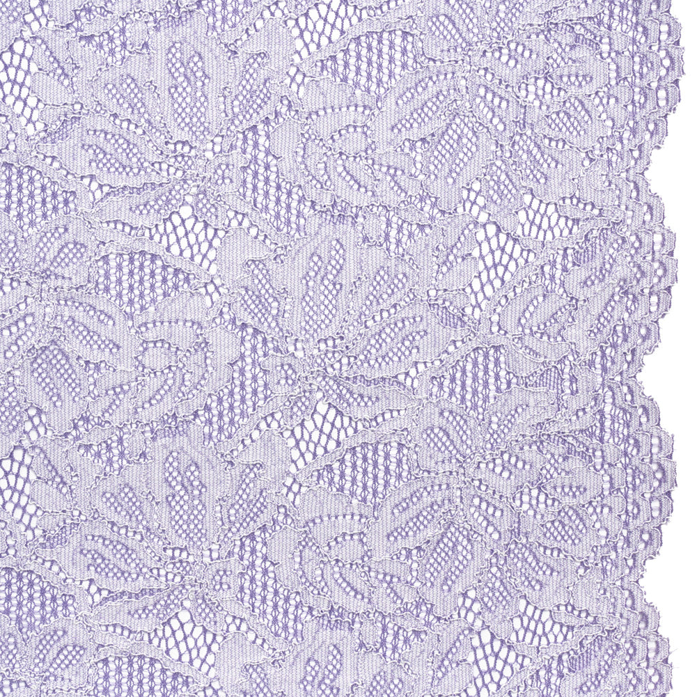 Stretch Corded Lace with Finished Edges - Purple Corallites and Natural Tropical Blossoms - Ottilie Collection