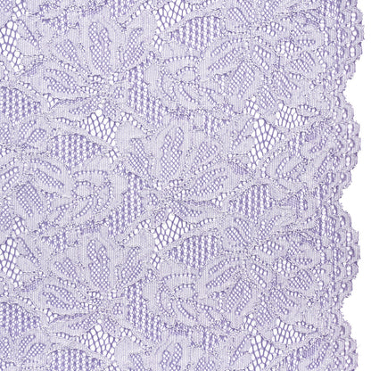 Stretch Corded Lace with Finished Edges - Purple Corallites and Natural Tropical Blossoms - Ottilie Collection