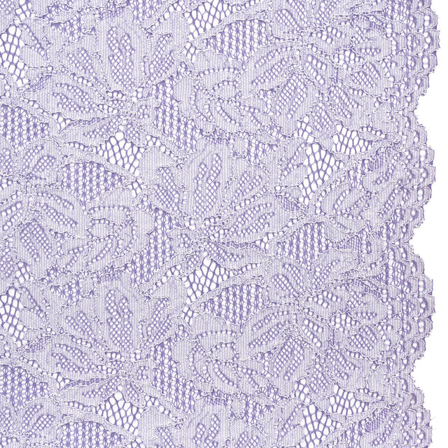 Stretch Corded Lace with Finished Edges - Purple Corallites and Natural Tropical Blossoms - Ottilie Collection