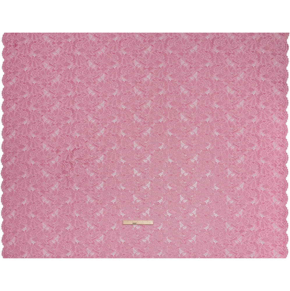 Stretch Corded Lace with Finished Edges - Festival Fuchsia and Natural Tropical Blossoms - Ottilie Collection - Full