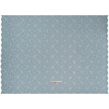 Stretch Corded Lace with Finished Edges - Storm Blue and Natural Tropical Blossoms - Ottilie Collection