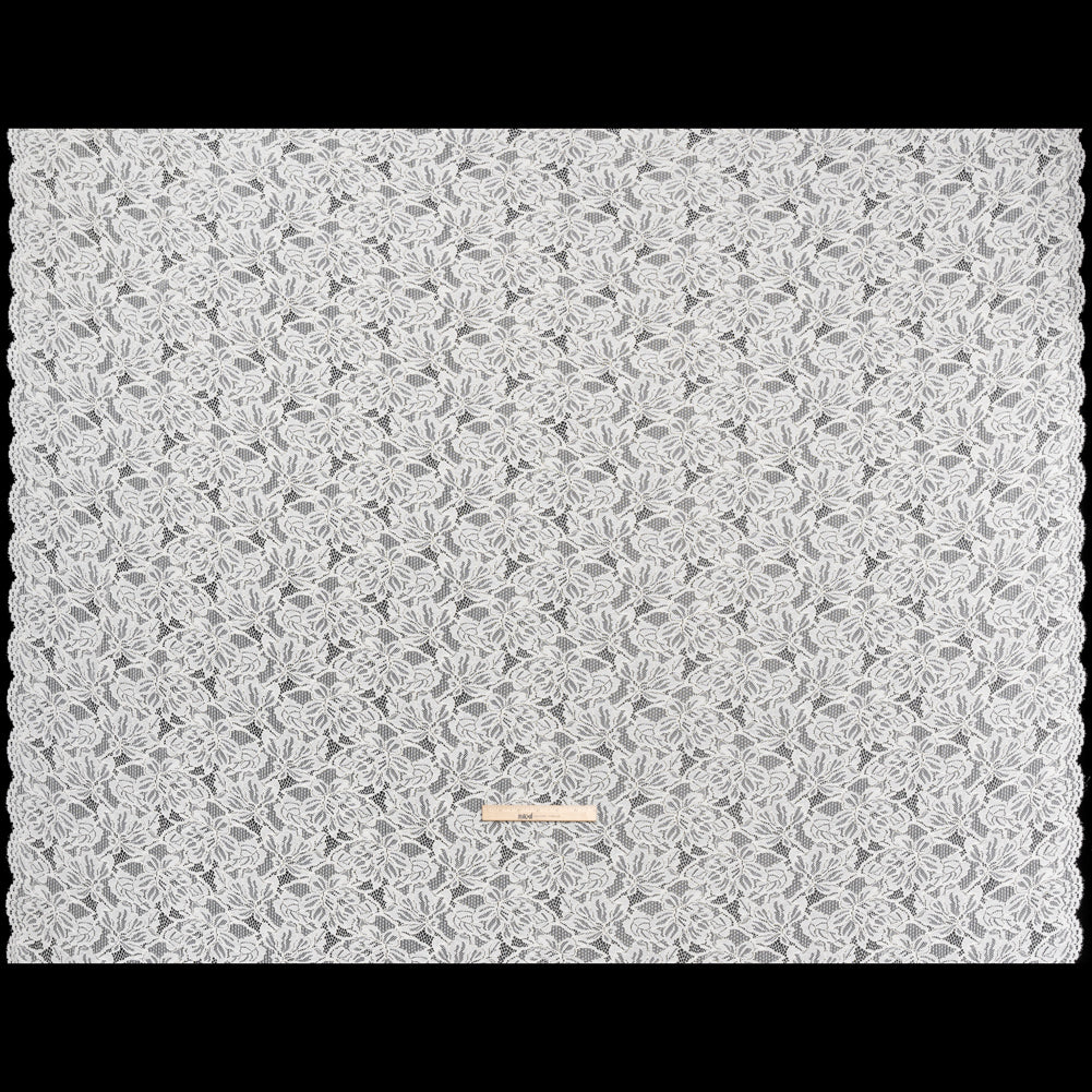 Stretch Corded Lace with Finished Edges - Ivory Tropical Blossoms - Ottilie Collection - Full