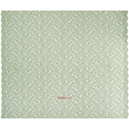 Stretch Metallic Corded Lace with Finished Edges - Dusty Aqua and Gold Tropical Blossoms - Ottilie Collection