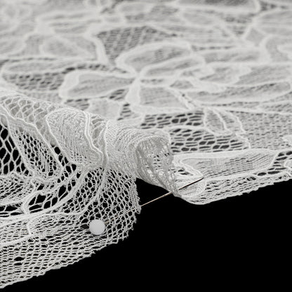 Corded Lace with Finished Edge - Ivory Sweeping Roses