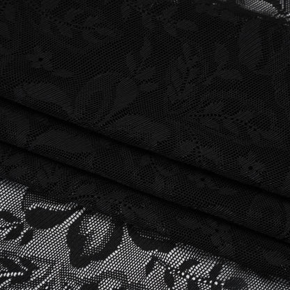 Stretch Nylon Lace - Black Fancy Flowers