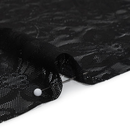 Stretch Nylon Lace - Black Fancy Flowers
