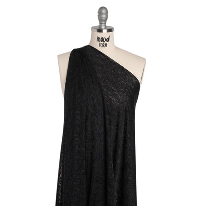 Stretch Nylon Lace - Black Fancy Flowers