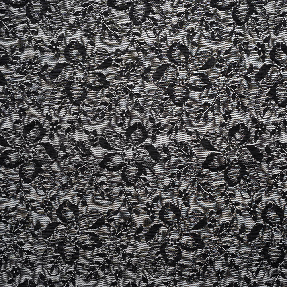 Stretch Nylon Lace - Black Fancy Flowers
