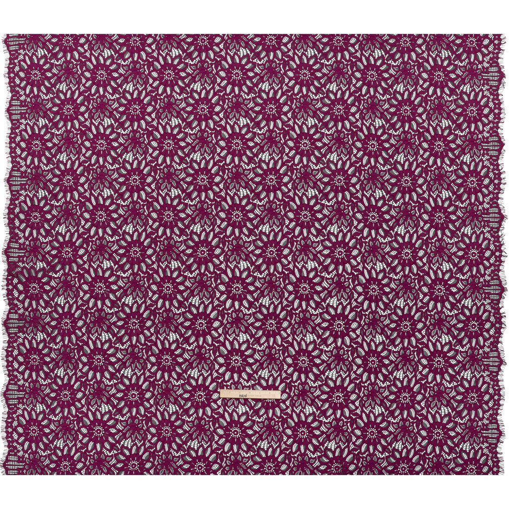 Corded Lace with Finished Scalloped Edges - Wineberry and Black Sunflowers - Full