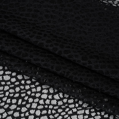 Nylon Raschel Mesh Lace - Black Bark Texture