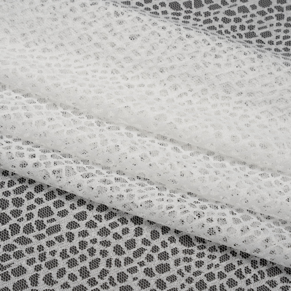Nylon Raschel Mesh Lace - Ivory Bark Texture - Folded