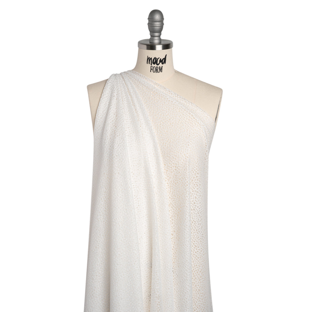 Nylon Raschel Mesh Lace - Ivory Bark Texture - Drape