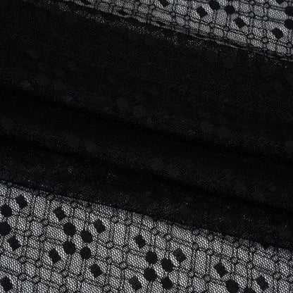 Nylon Raschel Mesh Lace - Black Latticework and Dots