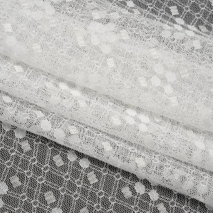 Nylon Raschel Mesh Lace - Ivory Latticework and Dots