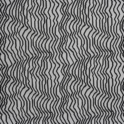 Nylon Raschel Mesh Lace - Black Erratic Zig Zags