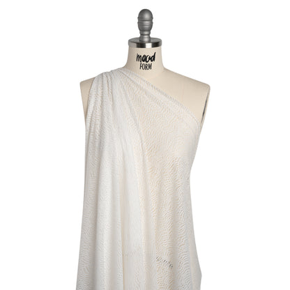 Nylon Raschel Mesh Lace - Ivory Erratic Zig Zags
