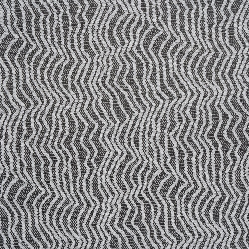 Nylon Raschel Mesh Lace - Ivory Erratic Zig Zags