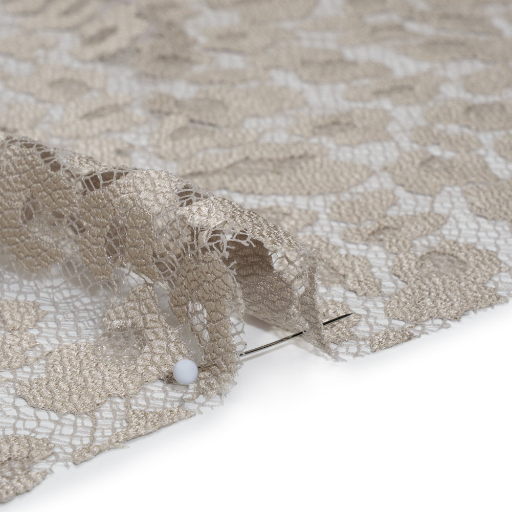 Metallic Raschel Lace with Finished Edges - Sandstone Leopard Spots - Detail