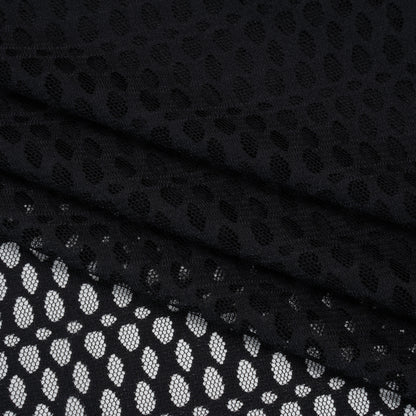 Nylon Raschel Mesh Lace - Black Dotted Stripes