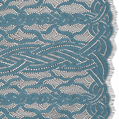 Cotton and Nylon Lace Panel with Finished Edges - Black and Midnight Blue Celtic Knotwork and Braids