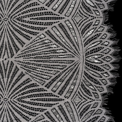 Metallic Lace Panel with Finished Edges - Silver and Gray Geometric Starburst
