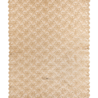 Metallic Re-Embroidered Lace Panel with Finished Edges - Apricot Ice and Gold Floral Vines