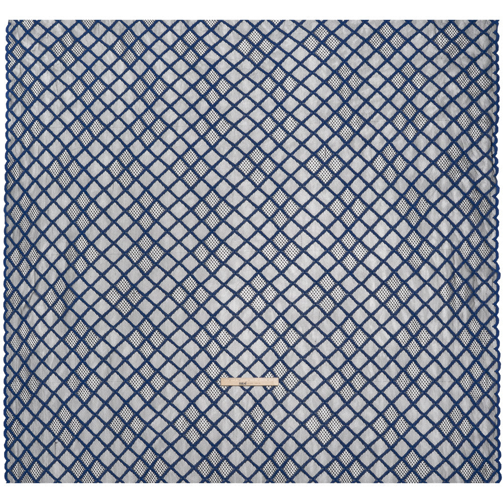 Corded Lace with Little Scalloped Finished Edges - Surf Blue and Black Diamond Lattice - Full