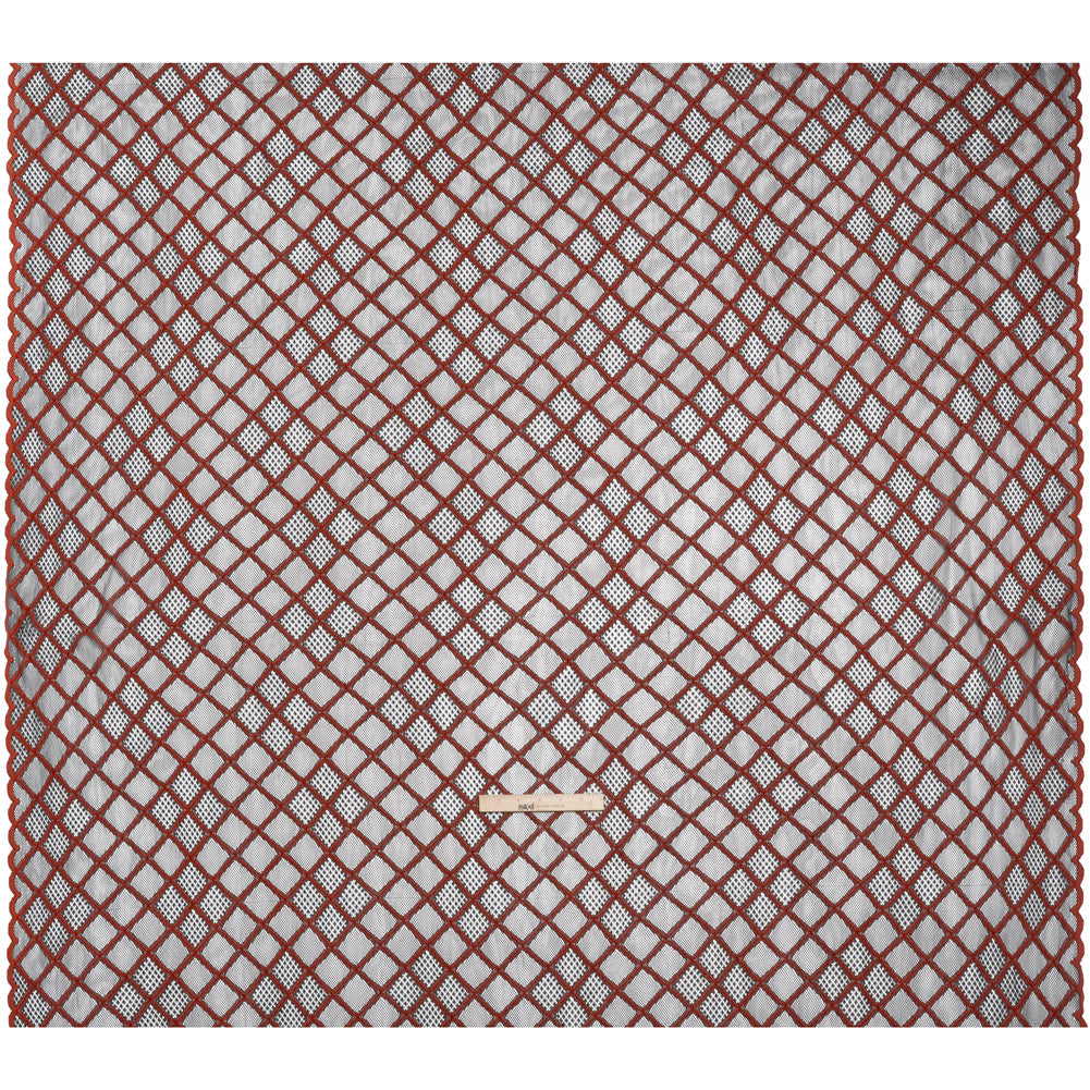 Corded Lace with Little Scalloped Finished Edges - Red and Black Diamond Lattice - Full