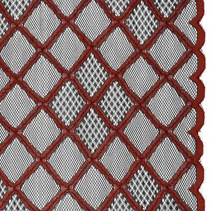 Corded Lace with Little Scalloped Finished Edges - Red and Black Diamond Lattice