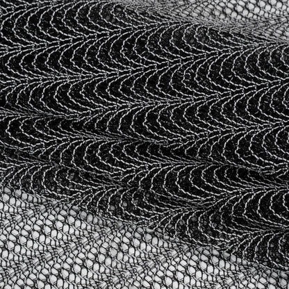 Rayon and Nylon Corded Lace with Little Scallop Finished Edges - Black and White Archway Stripes