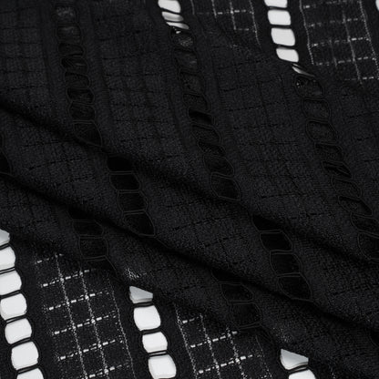 Corded Lace - Black Squares and Stripes