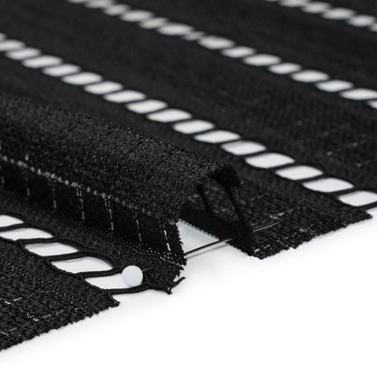 Corded Lace - Black Squares and Stripes