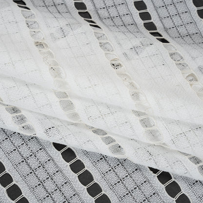 Corded Lace - Ivory Squares and Stripes