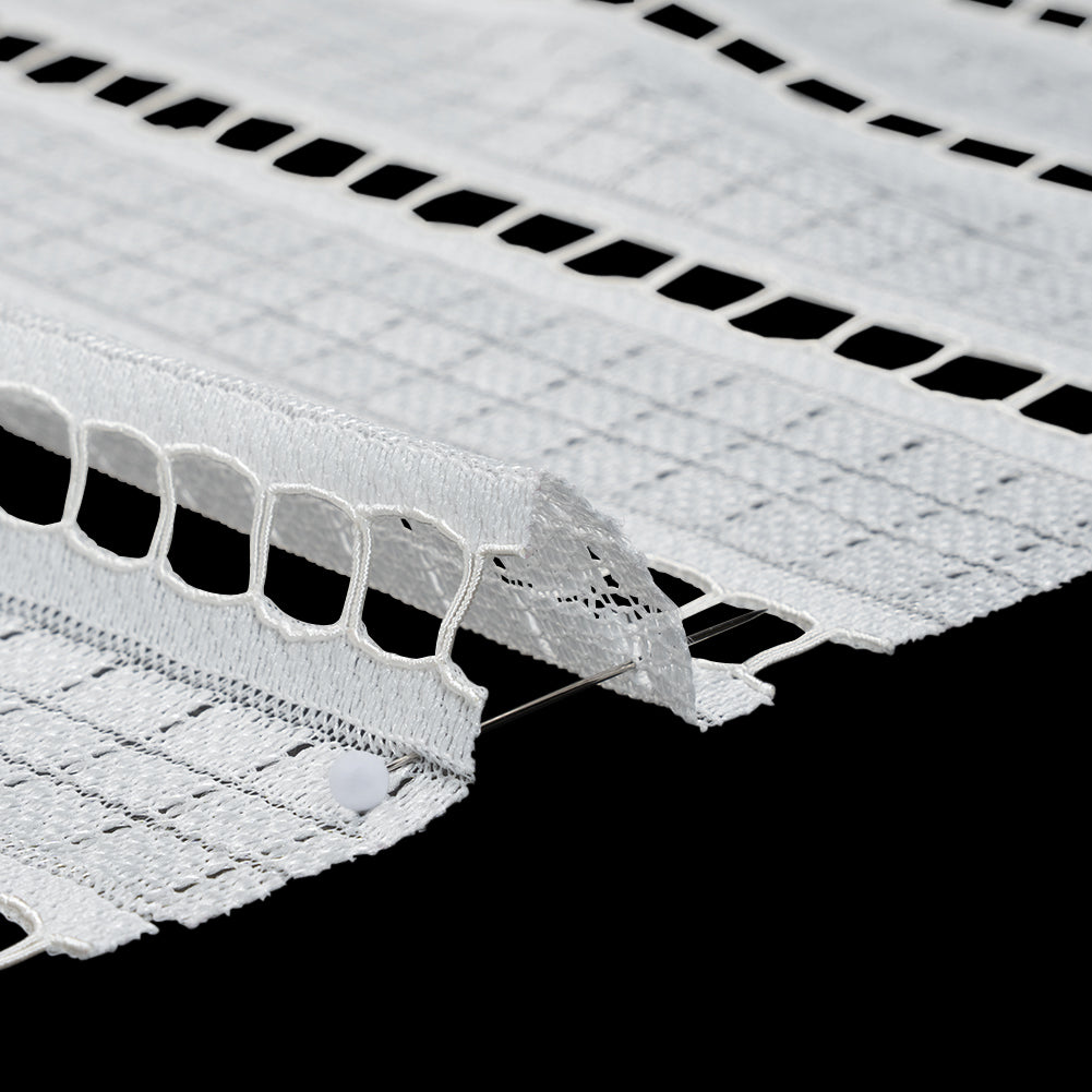 Corded Lace - Ivory Squares and Stripes - Detail