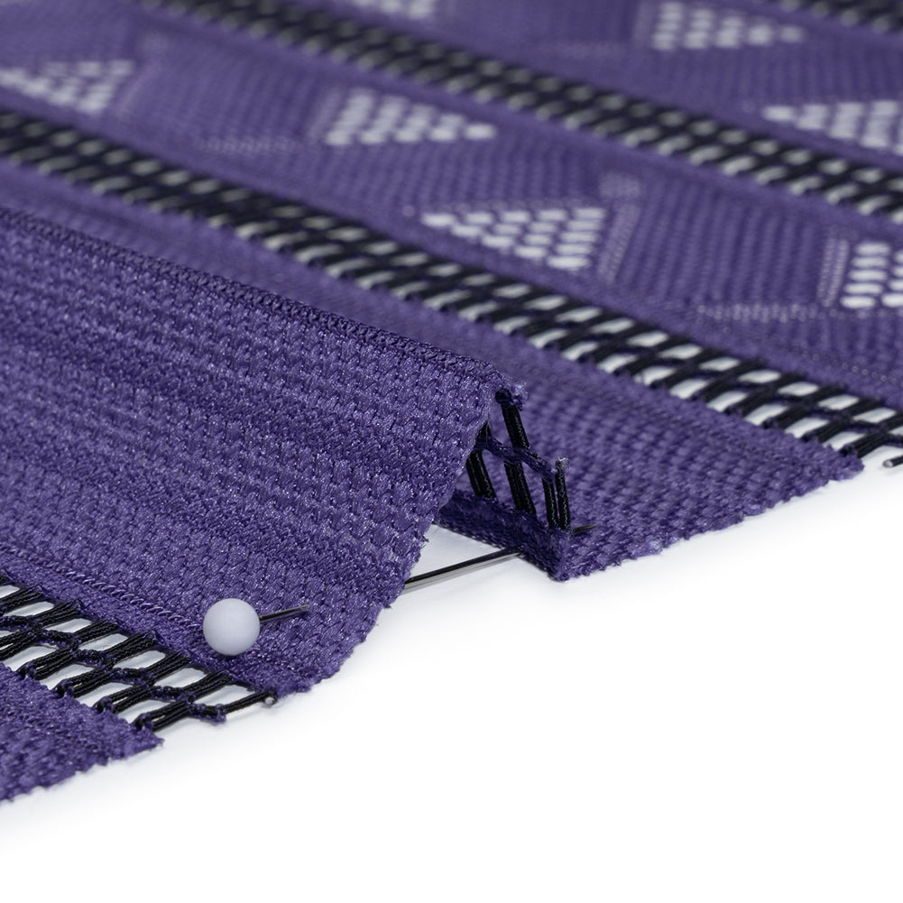 Corded Lace - Violet and Black Geometric Stripes - Detail