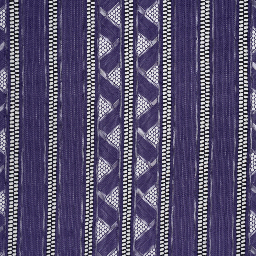 Corded Lace - Violet and Black Geometric Stripes