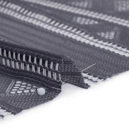 Corded Lace - Gray and Silver Geometric Stripes